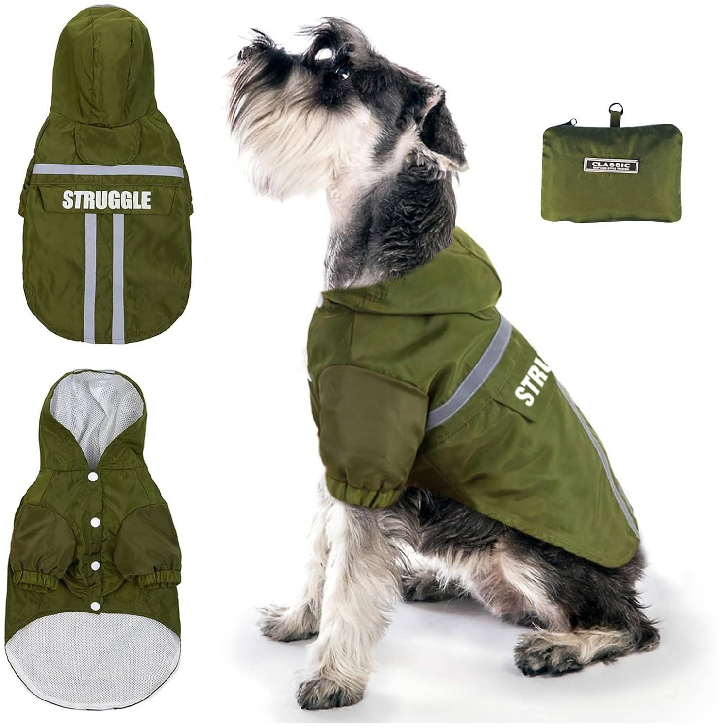Manteau de pluie imperméable pour chien vert foncé taille M - Lytech - Image 1