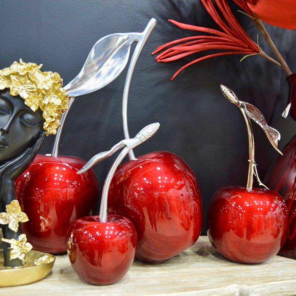 Home Edelweiss - Statuette cerise rouge en aluminium Claire 1 cerise 14 cm - Imagen 3
