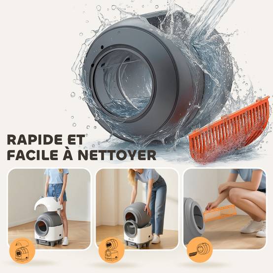 Bac à Litière Autonettoyant Connecté 80L Contrôle via App Sécurité Anti-Pincement Blanc - ComfortXL Outdoor Living - Image 10