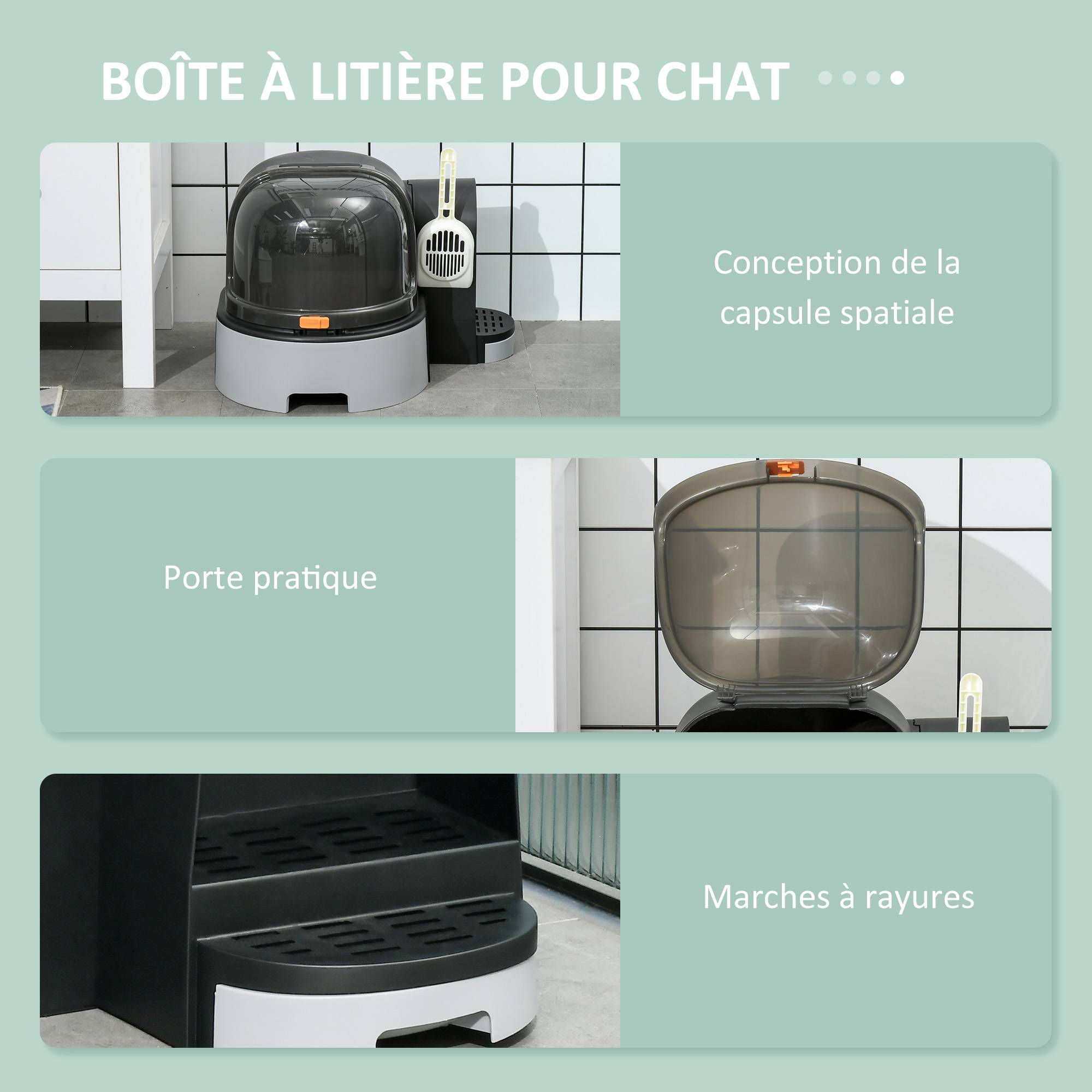 ComfortXL - Maison de toilette PP Pour chats Intimité anti-odeur 60cm Gris foncé - ComfortXL Outdoor Living - Image 9