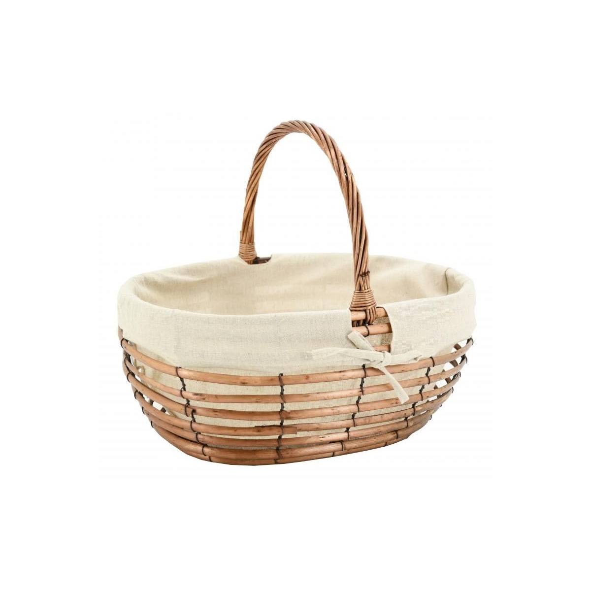 Aubry Gaspard - Panier ovale osier ajouré avec doublure jute – Déco et rangement naturel