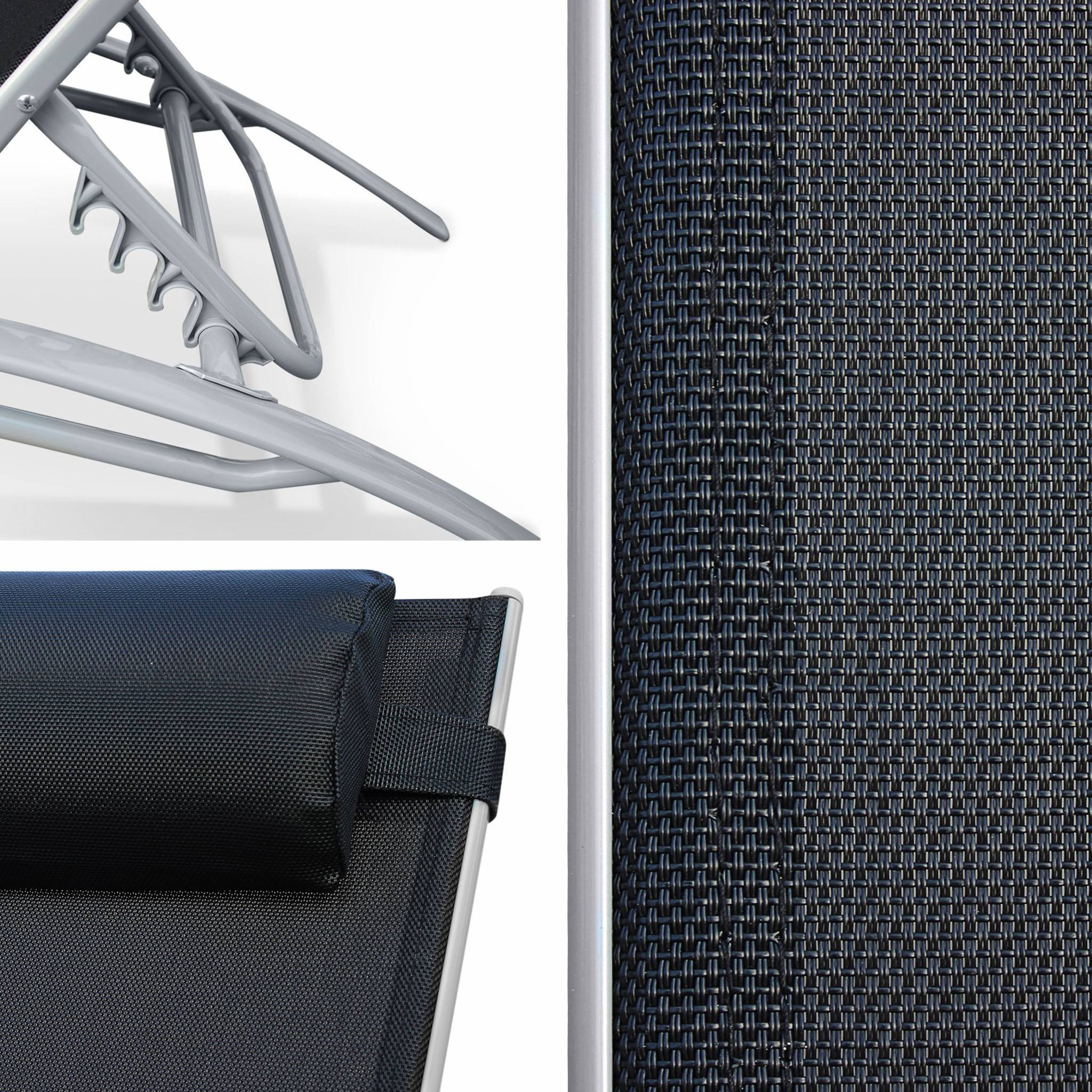 sweeek - Duo de bains de soleil aluminium - Louisa Gris et noir - Transats aluminium et textilène | sweeek - Image 4