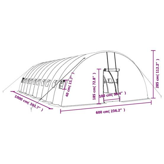 Serre tunnel de jardin 60 m² en acier galvanisé pour potager Blanc – ComfortXL Outdoor Living - Image 9