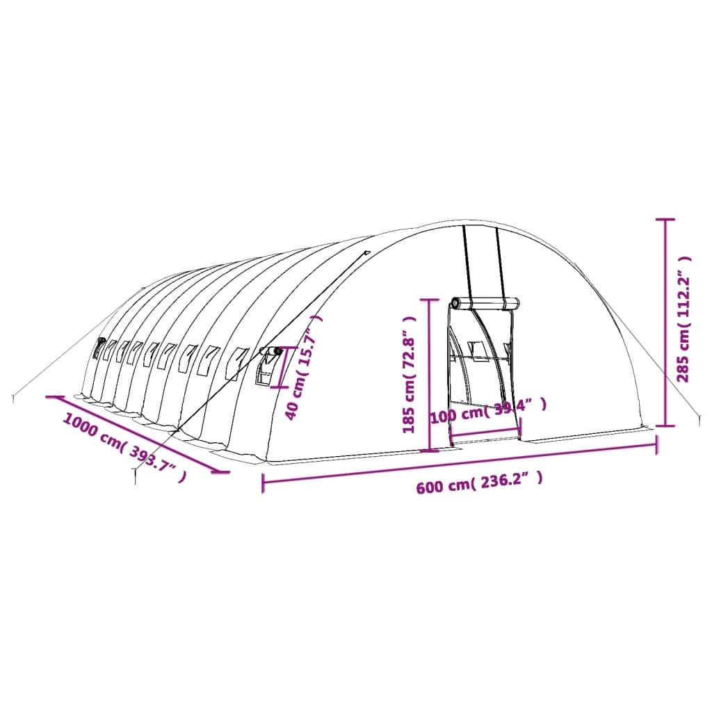 Serre tunnel de jardin 60 m² en acier galvanisé pour potager Blanc – ComfortXL Outdoor Living - Image 9