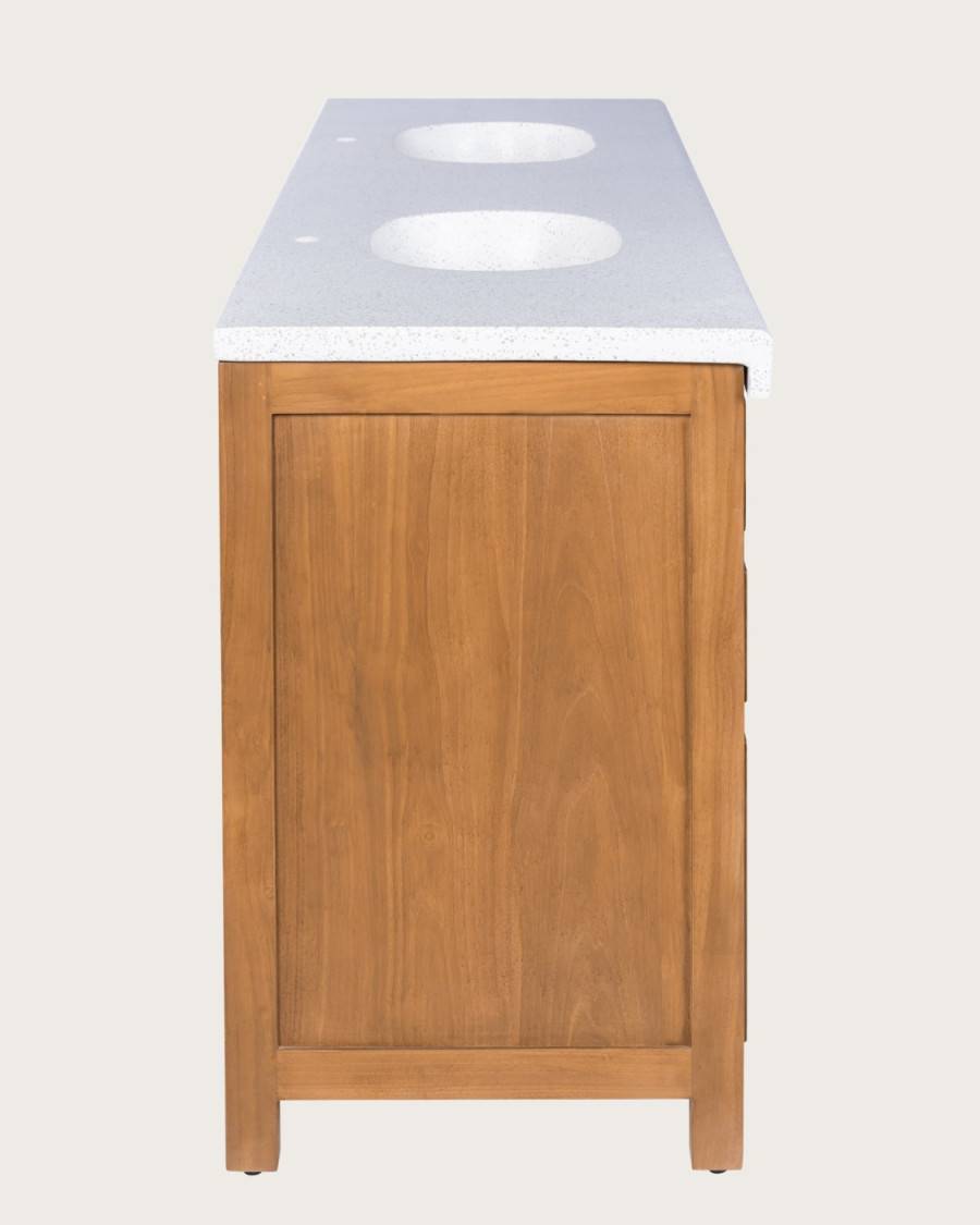 Savanna - Meuble De Salle De Bain en teck avec marbre terrazzo - UNIQKA - Imagen 8