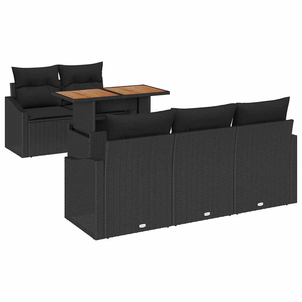 Salon de Jardin 5 Places 6 pcs Poly Rotin avec Table et Stockage Intégré Noir – ComfortXL Outdoor Living - Image 2