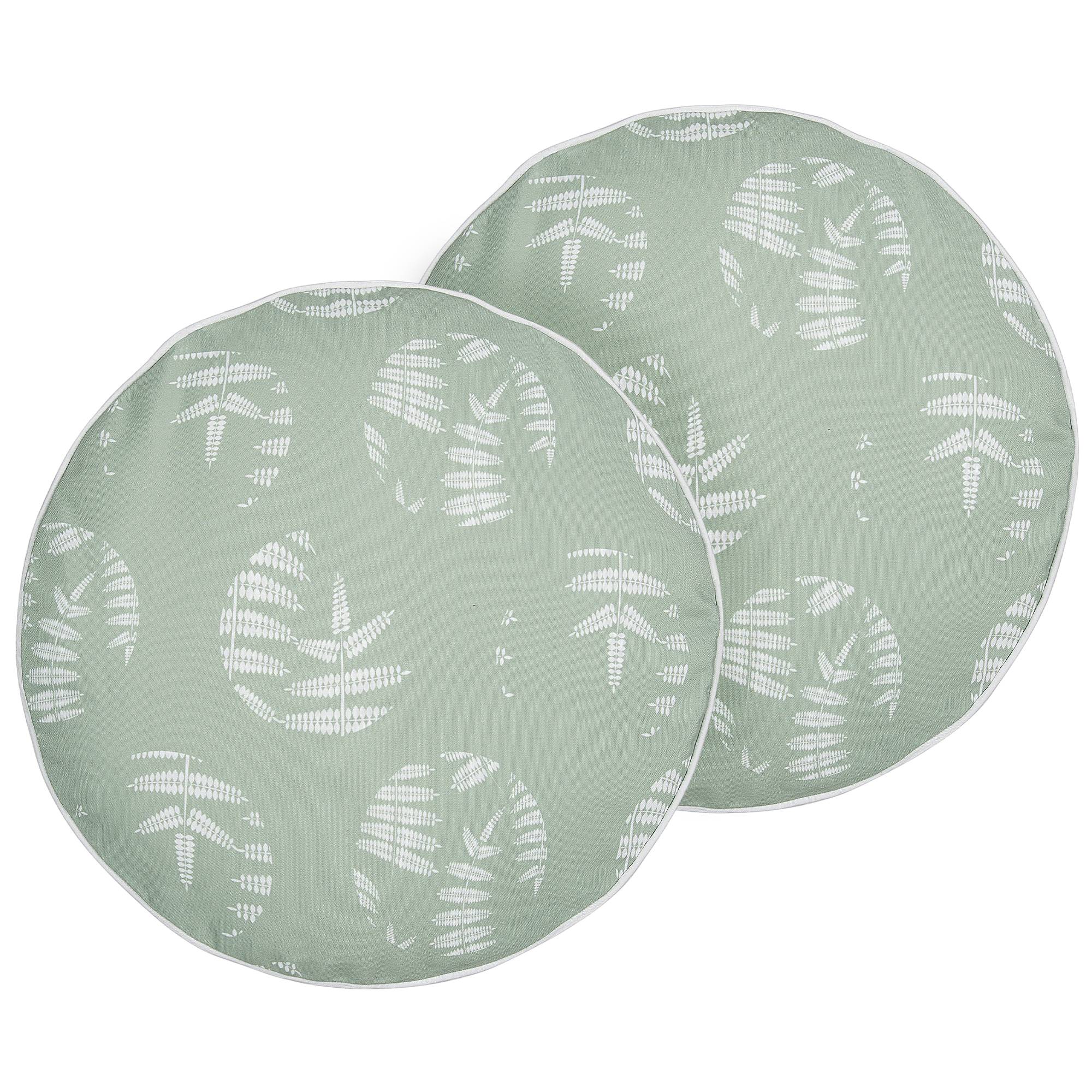 Beliani - Lot de 2 Coussins d'Extérieur en Tissu Vert à Motif de Feuilles 40 x 40 cm Housse Amovible et Tissu Résistant à l'Eau Décoratif et Fonctionnel - Imagen 1