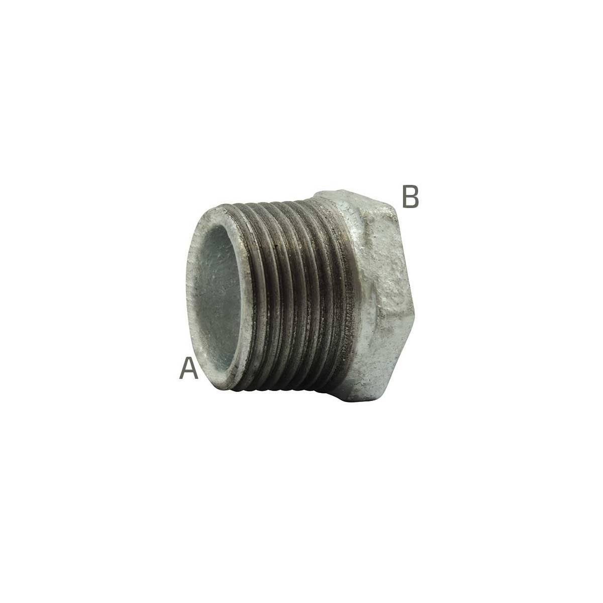 Réduction simple male/femelle en fonte maléable galvanisé - Ø A: 3/4'' | Ø B: 1/2'' - Image 2