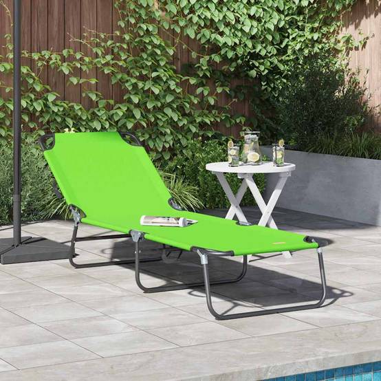 Chaise longue pliante polyester vert 188 x 57 x 86,5 cm - PANGIVO - Image 1