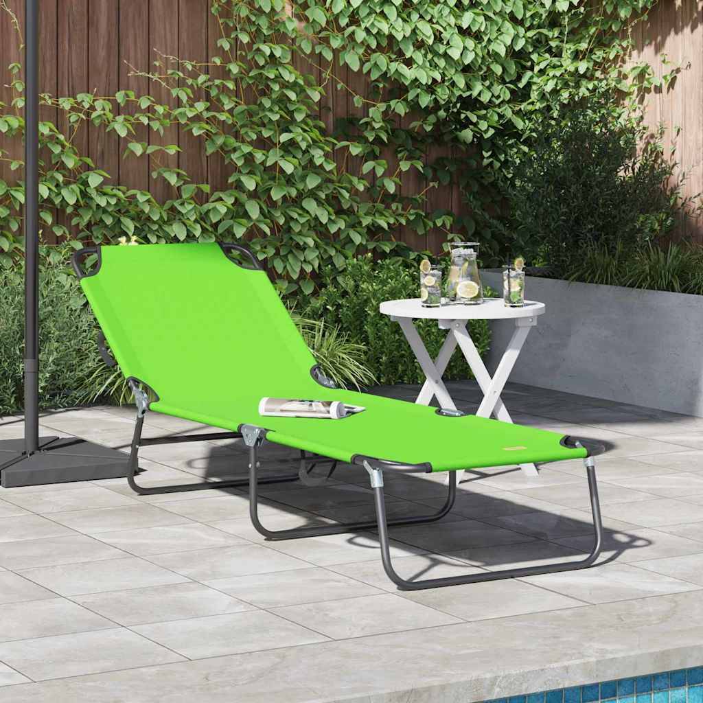 Chaise longue pliante polyester vert 188 x 57 x 86,5 cm - PANGIVO - Image 1