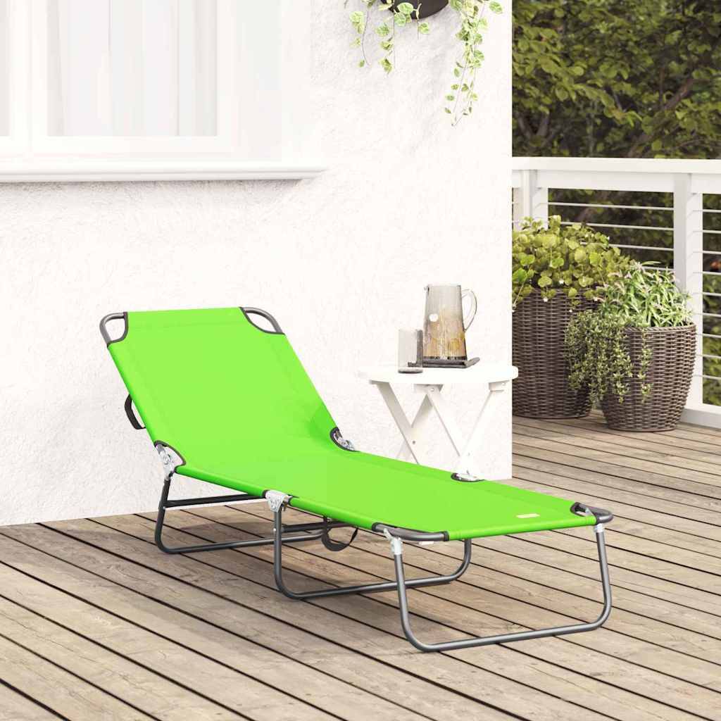 Chaise longue pliante polyester vert 188 x 57 x 86,5 cm - PANGIVO - Image 3