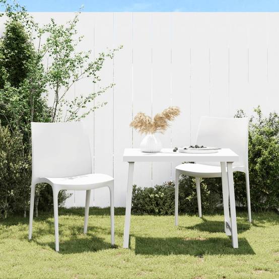 Lot de 2 Chaises de jardin - Chaises d'extérieur - Fauteuils de jardin blanc 50x46x80 cm polypropylène - Image 2