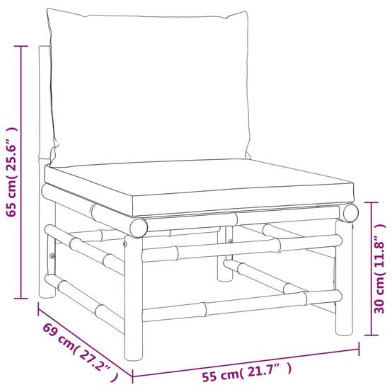 Ensemble Canapé Jardin Bambou 3 pcs Coussins Taupe Modulaire – ComfortXL Outdoor Living - Image 8