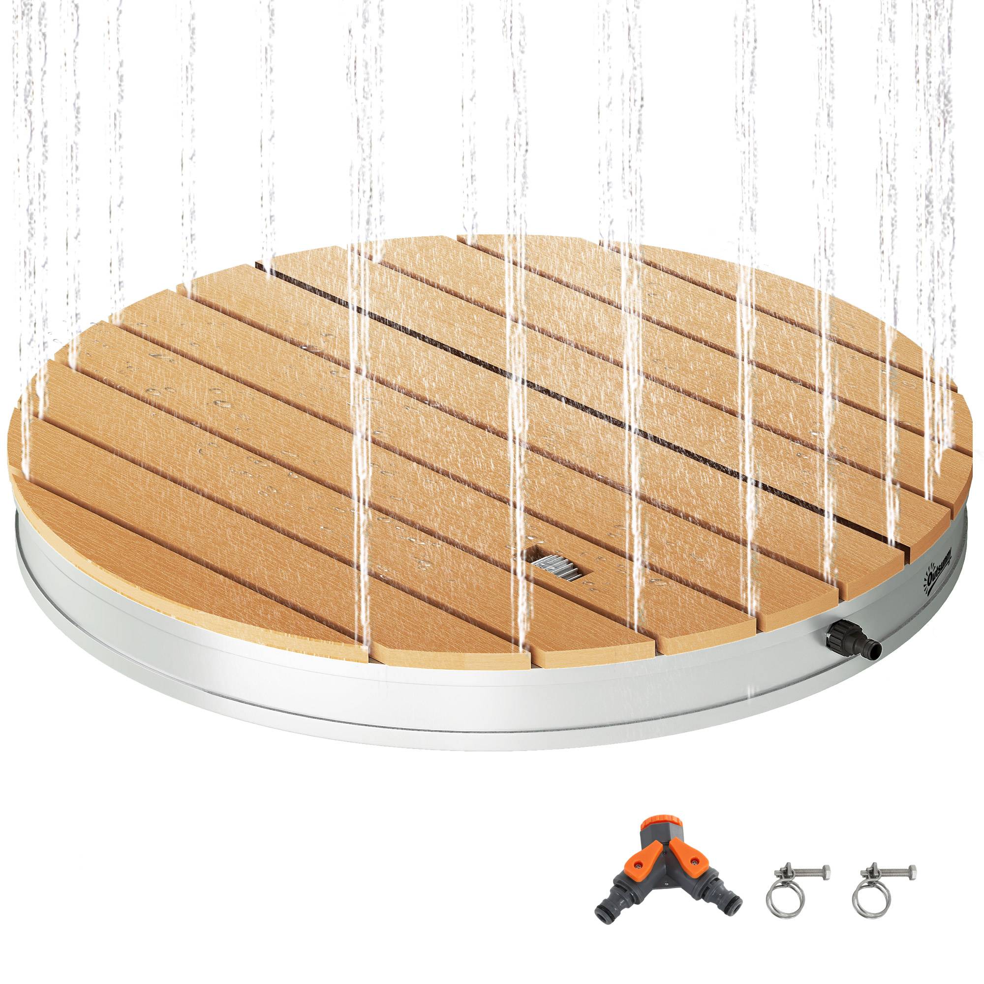 Cabine de douche ronde sur pied Ø70,5 cm avec jets jusqu'à 4 m et structure en aluminium résistant aux UV