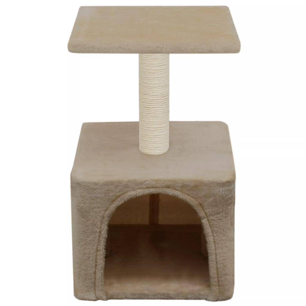 Helloshop26 - Arbre à chat griffoir grattoir niche jouet animaux peluché en sisal 55 cm beige - Imagen 2