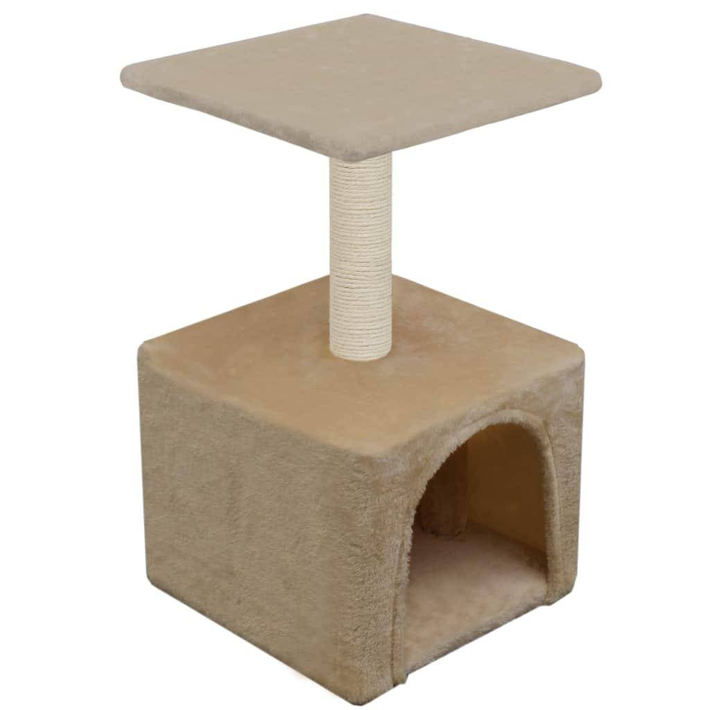 Helloshop26 - Arbre à chat griffoir grattoir niche jouet animaux peluché en sisal 55 cm beige - Imagen 4