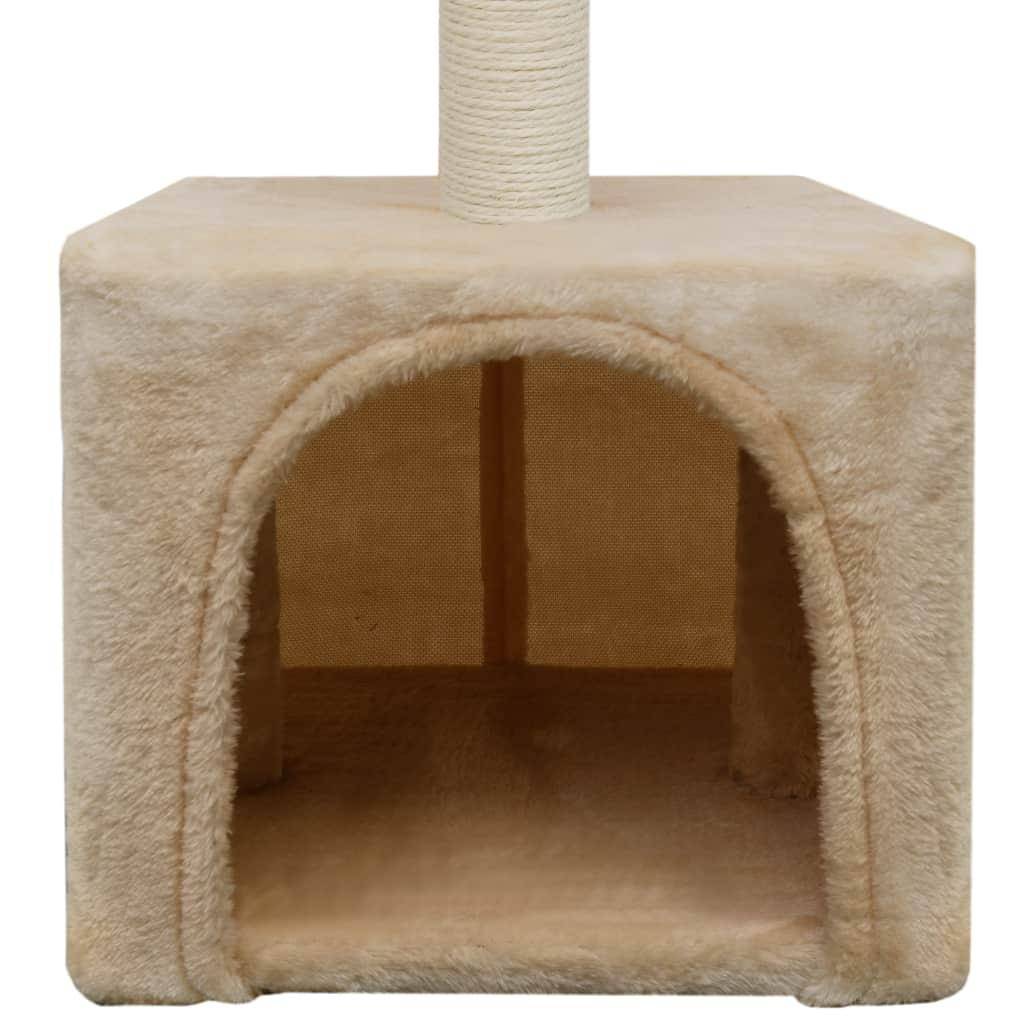 Helloshop26 - Arbre à chat griffoir grattoir niche jouet animaux peluché en sisal 55 cm beige - Image 5