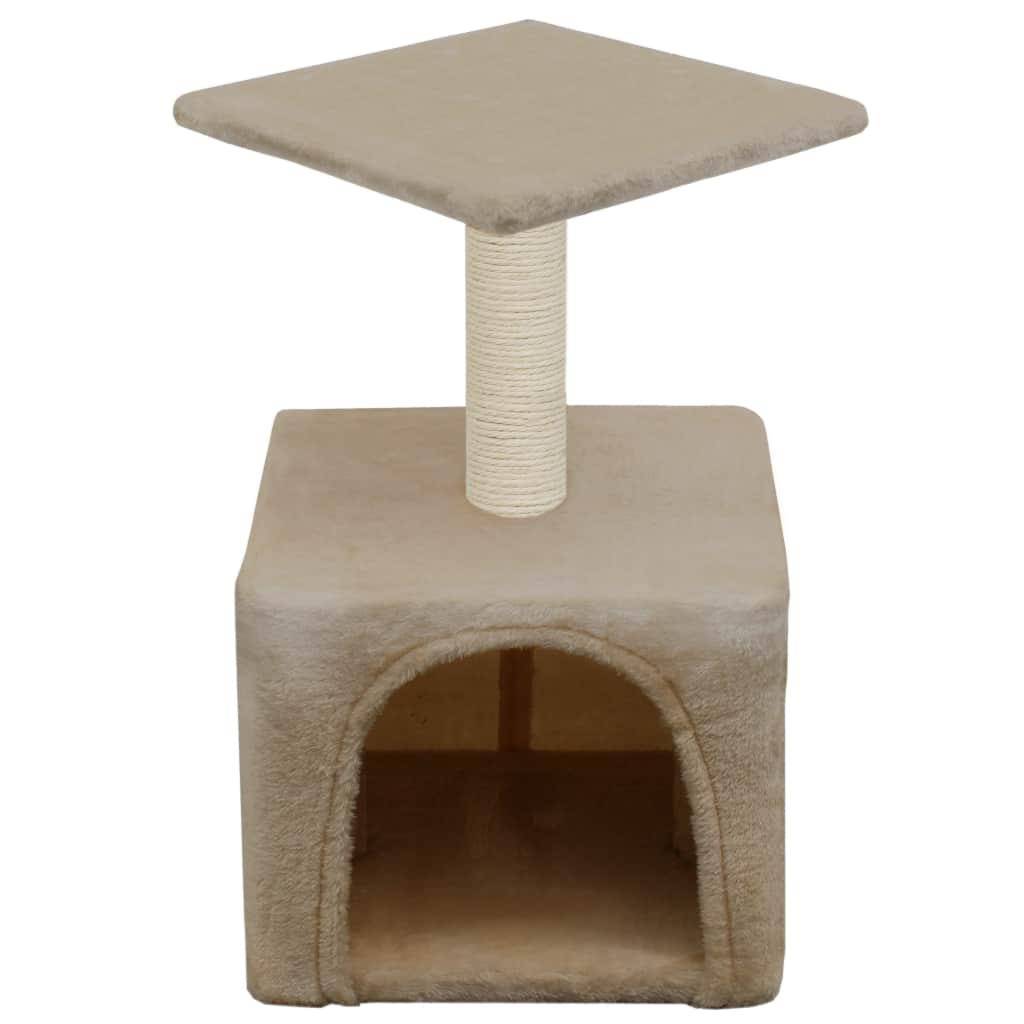 Helloshop26 - Arbre à chat griffoir grattoir niche jouet animaux peluché en sisal 55 cm beige - Imagen 3