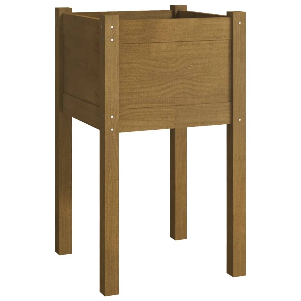 Maison Chic - Lot de 2 Jardinières, Bac à fleurs, Pot de fleurs Marron miel 40x40x70 cm Bois de pin massif - Imagen 4