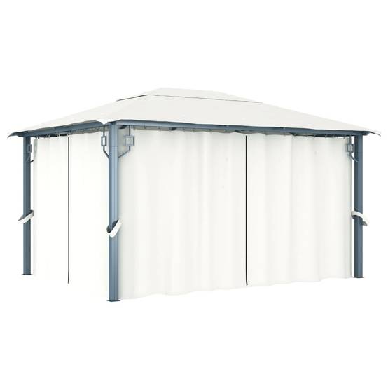ComfortXL - Tonnelle Rectangulaire Aluminium avec Rideaux et Éclairage LED Solaire pour Jardin Crème 4x3 m – ComfortXL Outdoor Living - Image 3