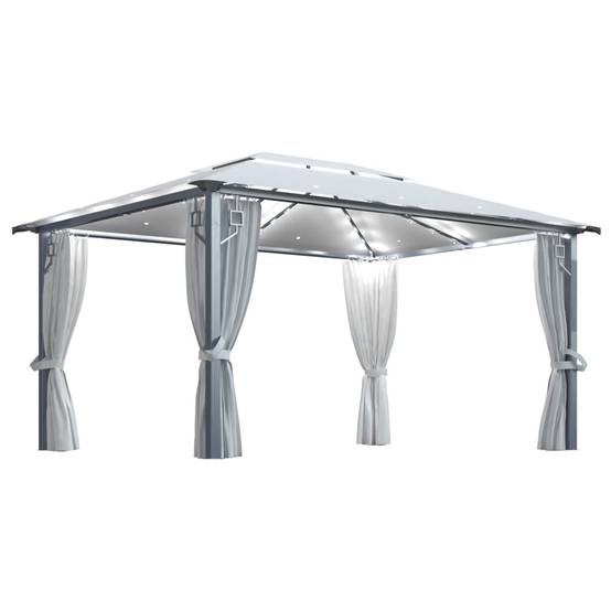 ComfortXL - Tonnelle Rectangulaire Aluminium avec Rideaux et Éclairage LED Solaire pour Jardin Crème 4x3 m – ComfortXL Outdoor Living - Image 2