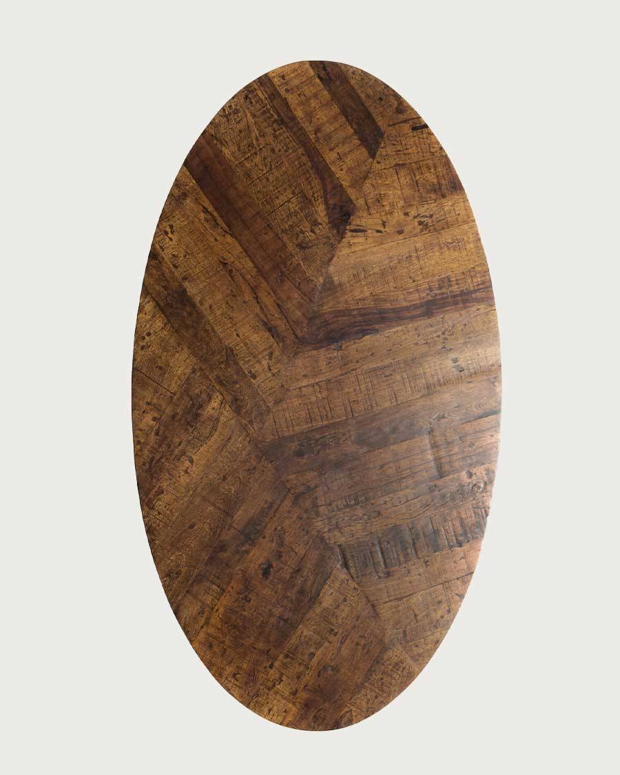 Leaf - Table repas ovale en manguier et métal doré L160 cm 8 pers. - UNIQKA - Imagen 4