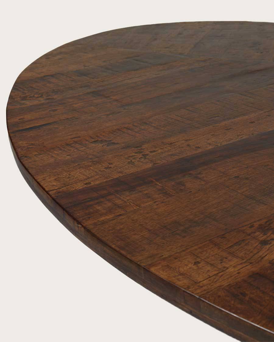 Leaf - Table repas ovale en manguier et métal doré L160 cm 8 pers. - UNIQKA - Imagen 7