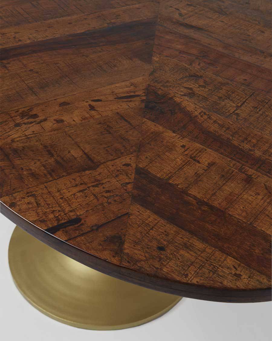 Leaf - Table repas ovale en manguier et métal doré L160 cm 8 pers. - UNIQKA - Imagen 5