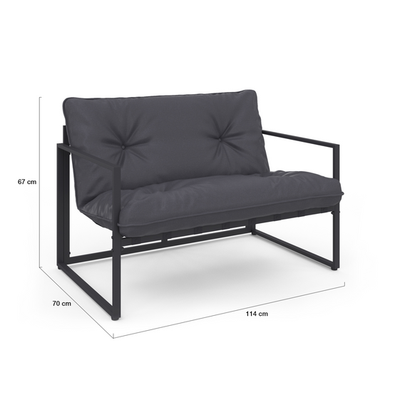 Salon de jardin bas NAIROBI 4 places en acier gris anthracite - Image 3