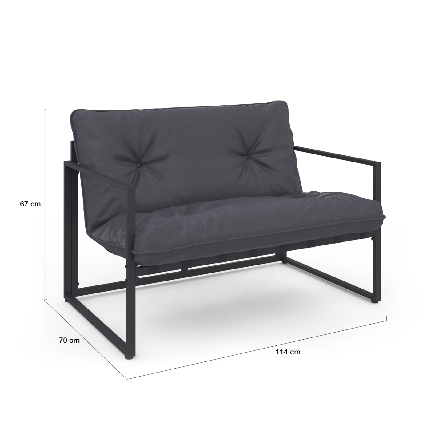 Salon de jardin bas NAIROBI 4 places en acier gris anthracite - Image 3