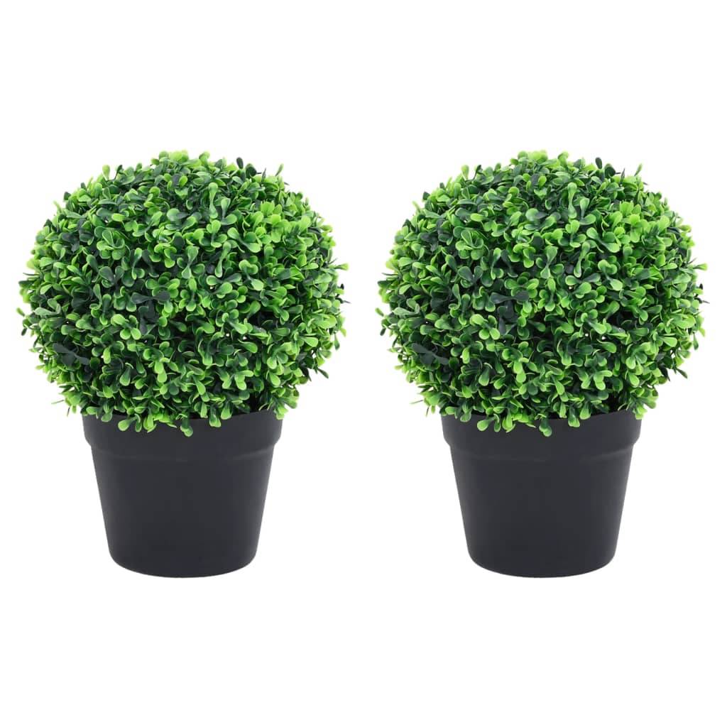 Vidaxl - Plantes de buis artificiel 2 pcs avec pots Boule Vert 27 cm