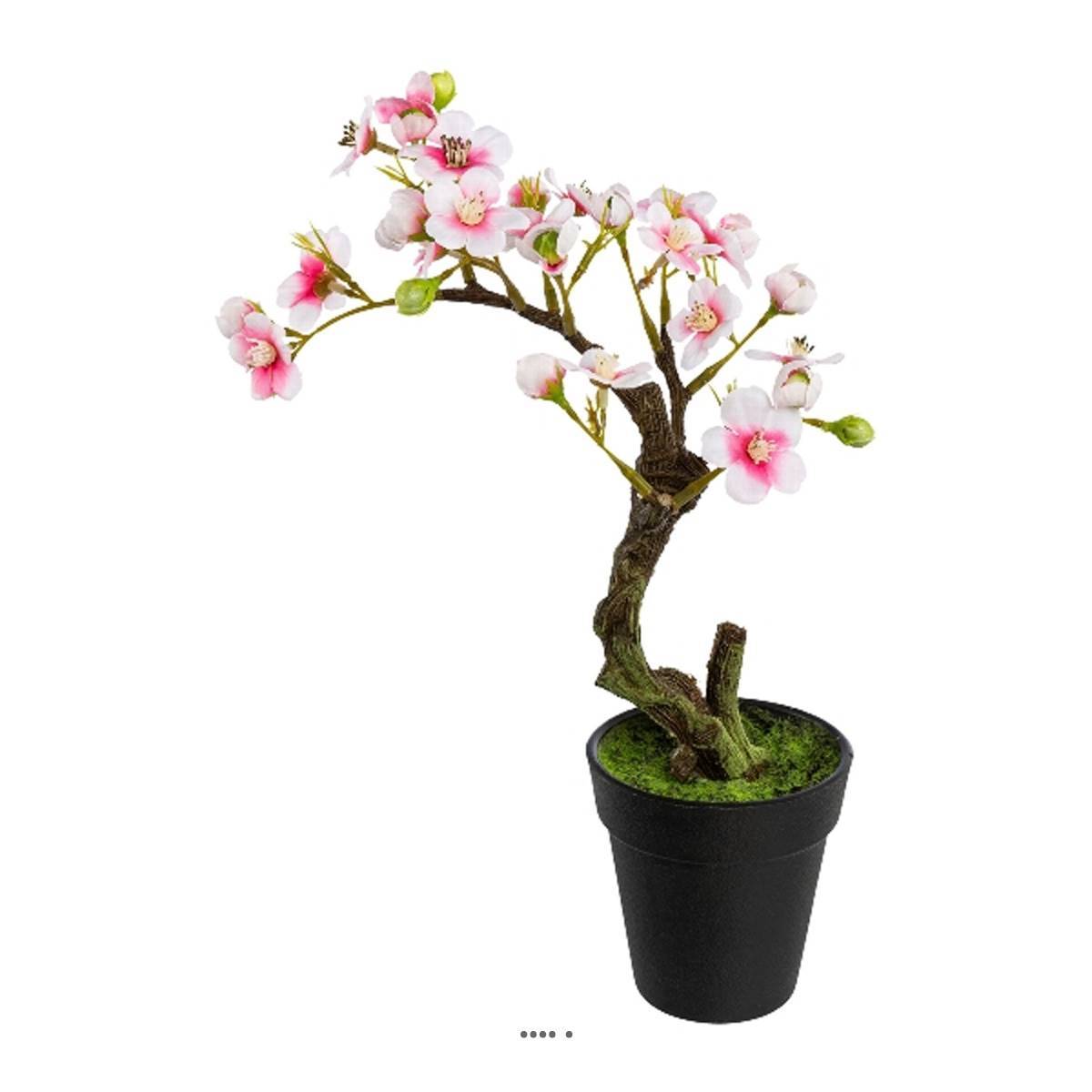Artificielles - Bonsaï Prunus du japon Artificiel en pot H 27 cm Rose soutenu - couleur: Rose soutenu - Imagen 1