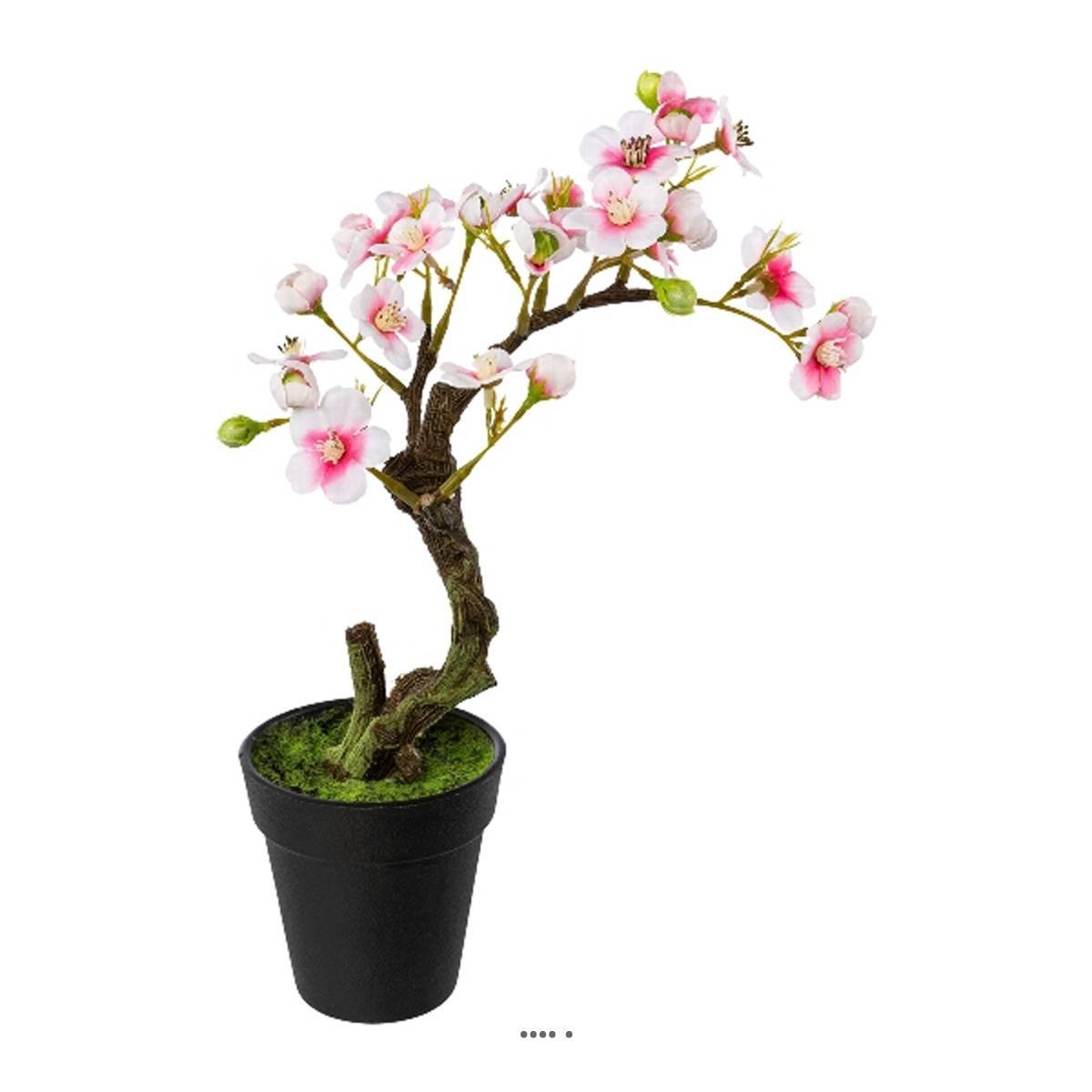 Artificielles - Bonsaï Prunus du japon Artificiel en pot H 27 cm Rose soutenu - couleur: Rose soutenu - Imagen 2