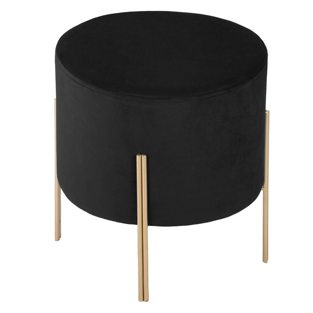 Atmosphera - Tabouret "Living" velours noir - Atmosphera Créateur d'intérieur - Imagen 1