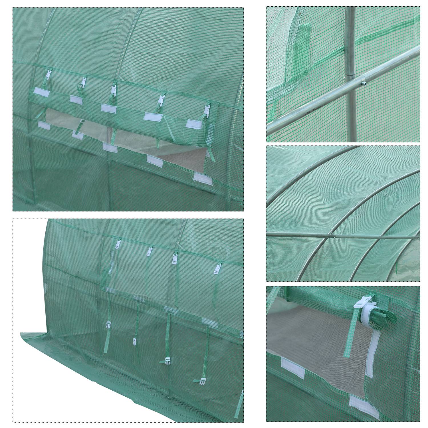 Outsunny - Serre de Jardin Tunnel 12m² (4x3x2m) avec fenêtres et porte Acier galvanisé renforcé + PE haute densité vert - Outsunny - Image 5