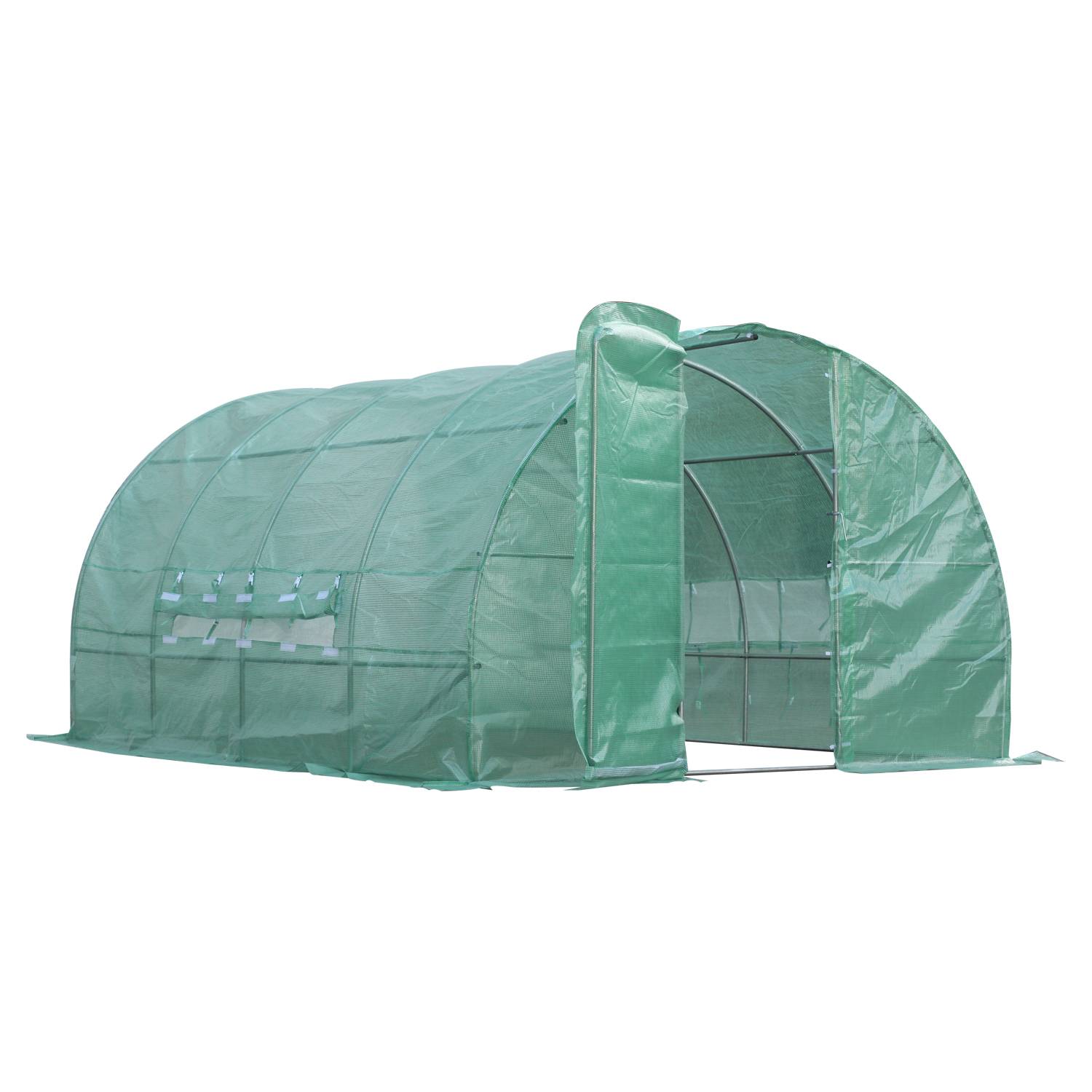 Outsunny - Serre de Jardin Tunnel 12m² (4x3x2m) avec fenêtres et porte Acier galvanisé renforcé + PE haute densité vert - Outsunny - Image 1
