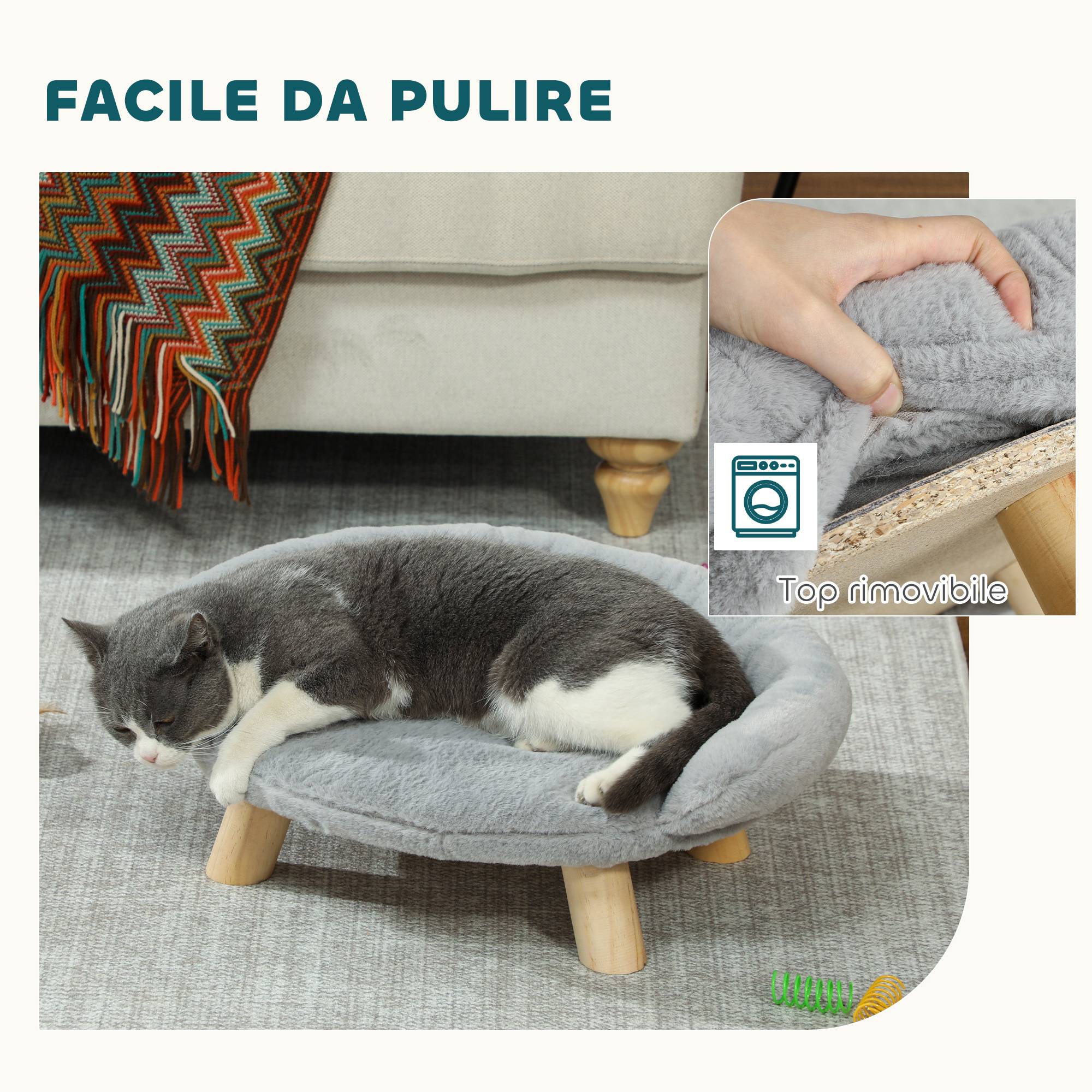ComfortXL - Canapé pour chien chat bois peluche intérieur dossier enveloppant gris 47x40x20cm - ComfortXL Outdoor Living - Image 8