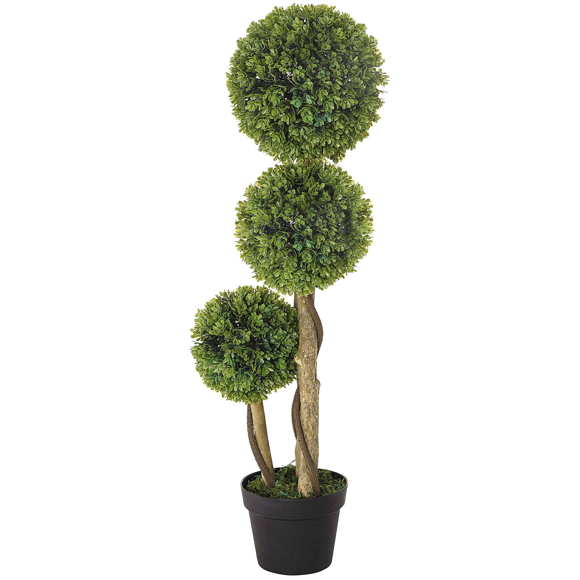 Sans Marque - Buis artificiel, plante artificielle, aspect réaliste, extérieur, vert et noir - Image 2