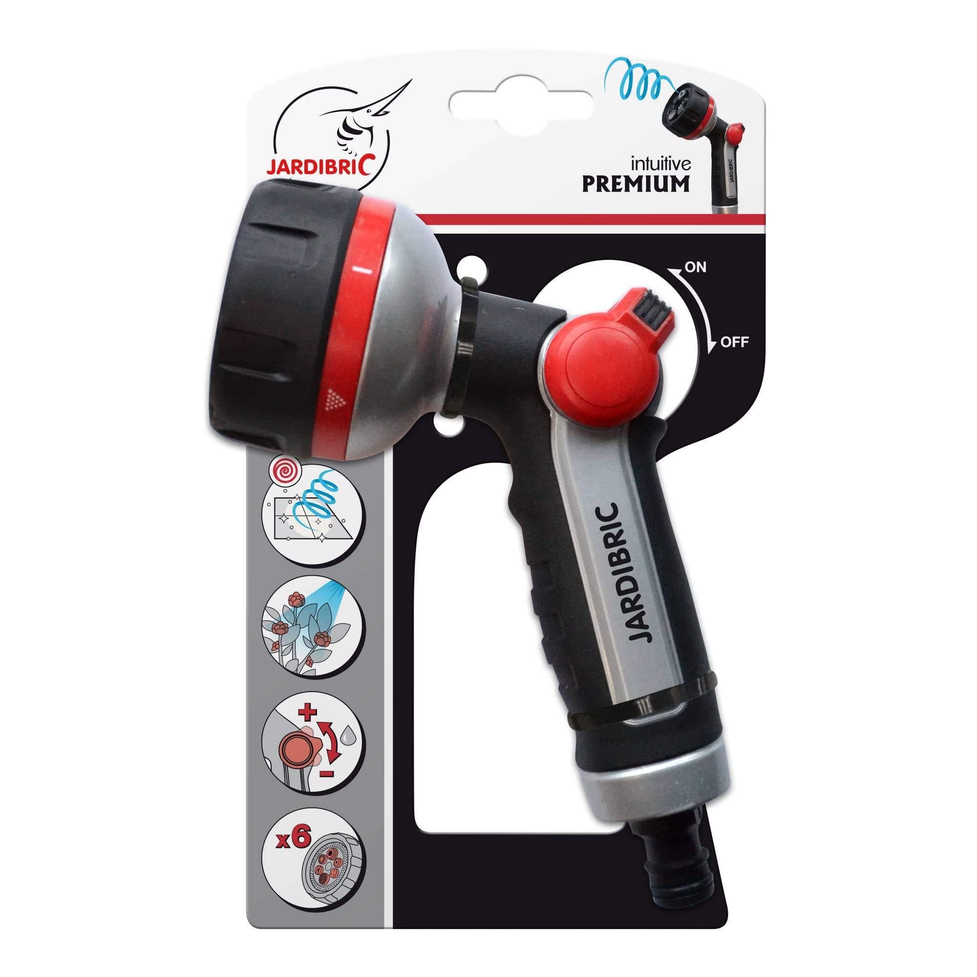 Jardibric - Jardibric - Pistolet d’Arrosage en Métal Gainé 6 Jets dont 1 Rotatif - Usage Jardin et Nettoyage - Image 5