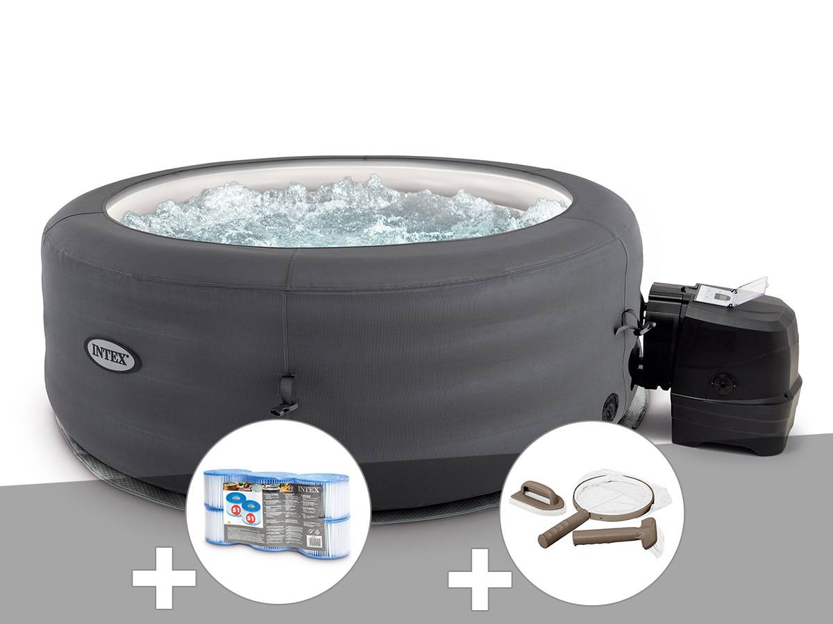 Kit spa gonflable Intex PureSpa Access rond Bulles 4 places + 6 filtres + Kit d'entretien - Imagen 1