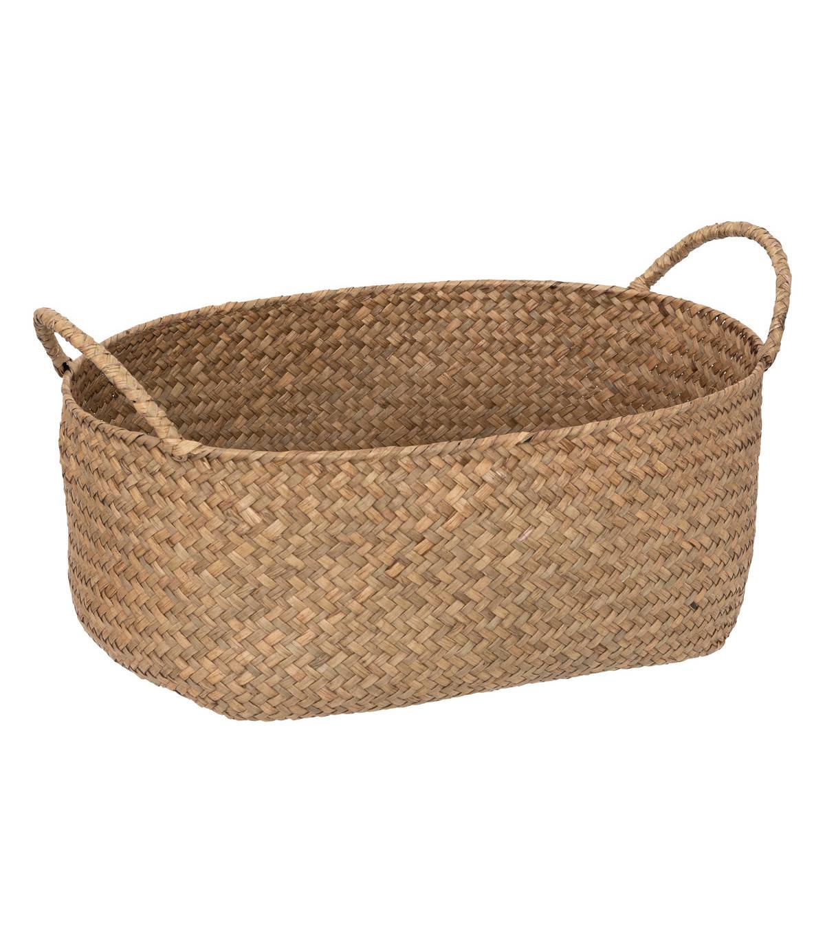 Lot de 3 Paniers de rangement Marron en fibre naturelle L 50 L 42 et L 35 cm - Imagen 3