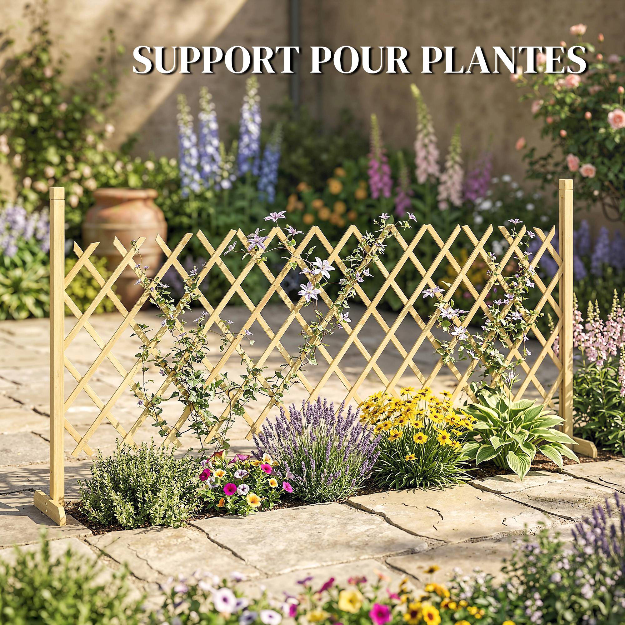 Barrière de jardin extensible bois de sapin naturel 180 x 30 x 90 cm - PANGIVO - Image 9