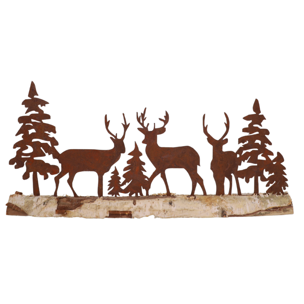 Scène de forêt en métal rouillé et bois marron 50 x 24 cm Chemin de campagne - Imagen 1