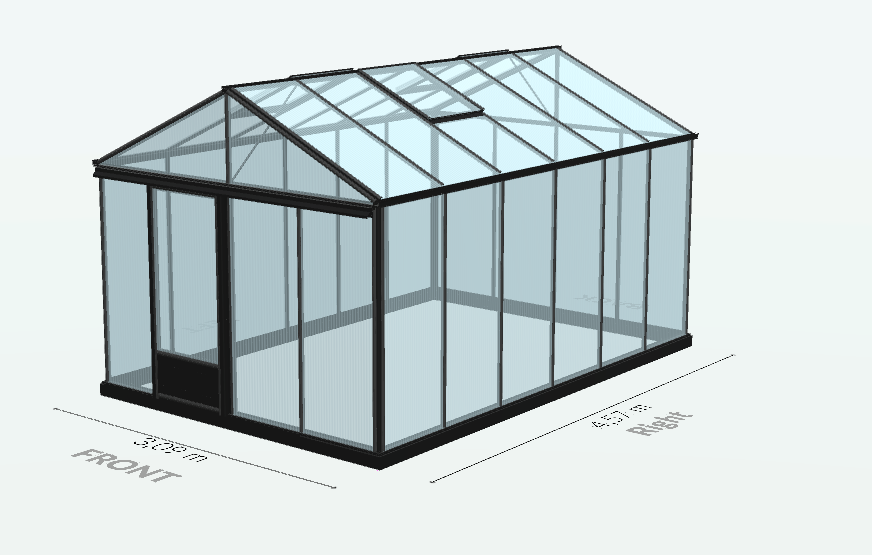 Serre en polycarbonate 8mm alvéolés - Euro Maxi - Laquée - 15m² - Noir fonce - L'atelier des serres - Imagen 9