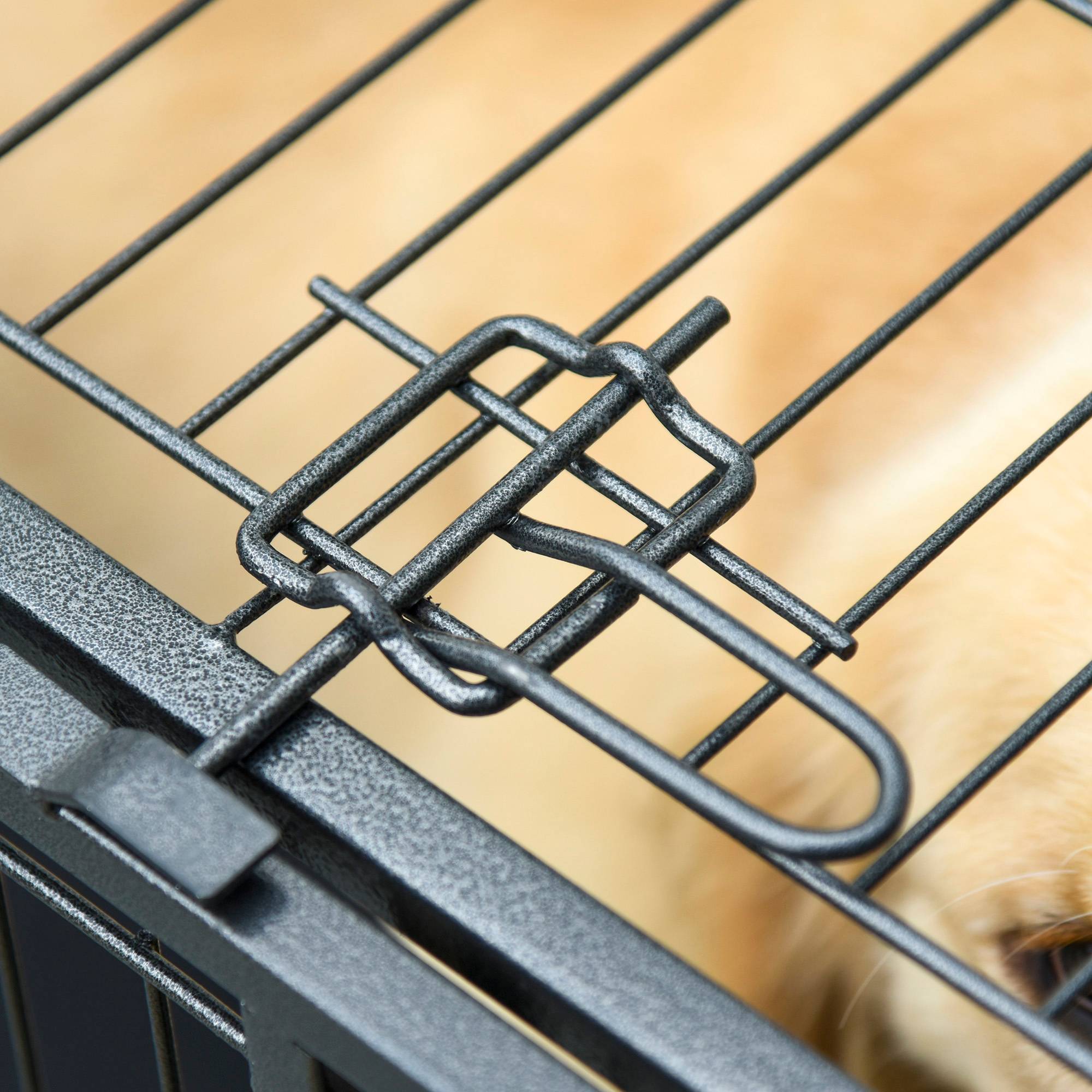 Pawhut - Cage pour chien pliable cage de transport sur roulettes 2 portes verrouillables plateau amovible dim. 125L x 76l x 81H cm métal gris noir - Imagen 8