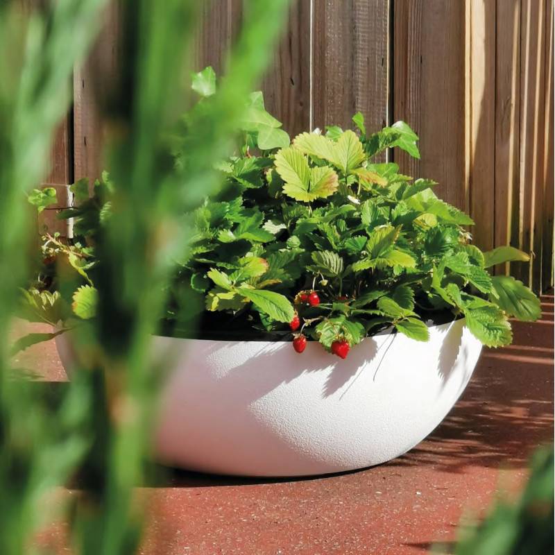 Riviera - Bac Pot de fleurs Double Parois effet Granit - Coupe D 50cm 23L - Blanc - Fabrication Française - Image 3