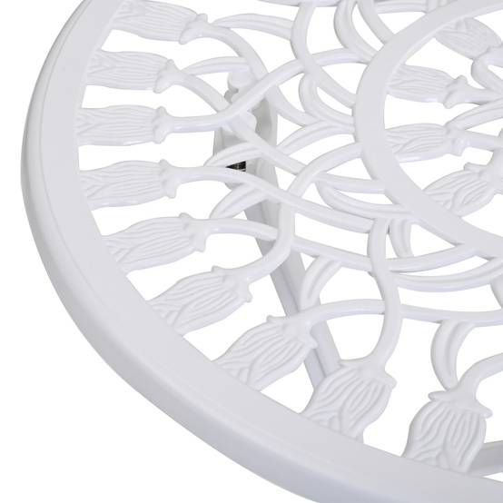 Salon de jardin bistrot Aluminium Terrasse Motif tulipe Trou parasol 60cm Blanc - ComfortXL Outdoor Living - Image 10