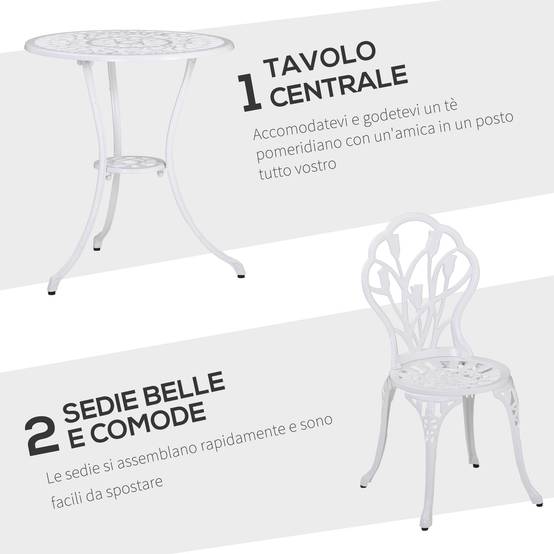 Salon de jardin bistrot Aluminium Terrasse Motif tulipe Trou parasol 60cm Blanc - ComfortXL Outdoor Living - Image 6