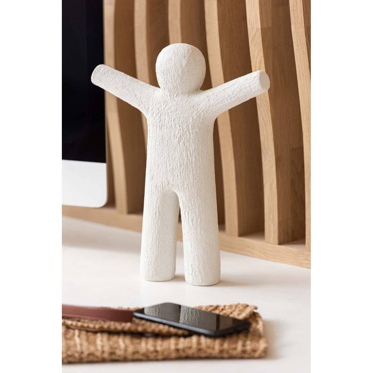 J-Line - Statuette Déco "P'tit Maurice Rugueux" 41cm Blanc - Image 3