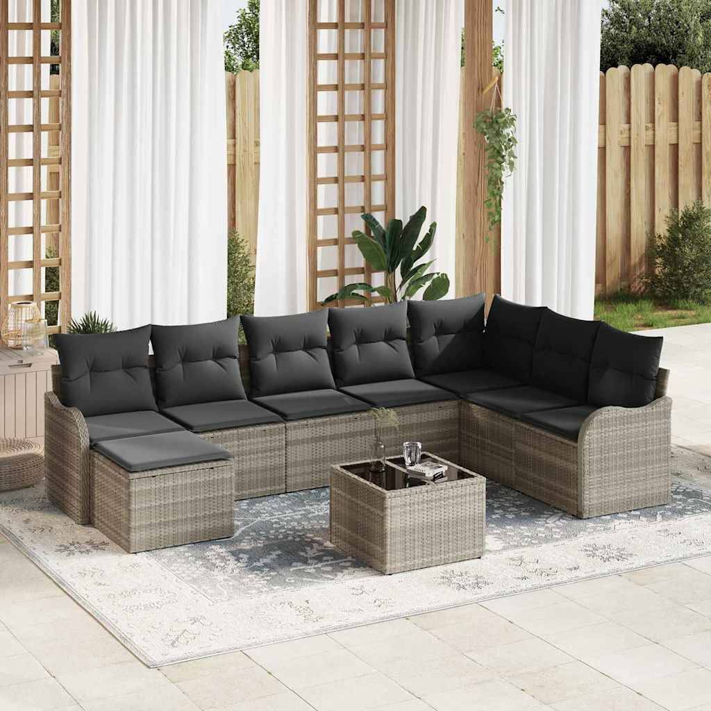 ComfortXL - Salon de Jardin 8 Places en Poly Rotin Modulable avec Coussins Gris Clair – ComfortXL Outdoor Living - Image 1